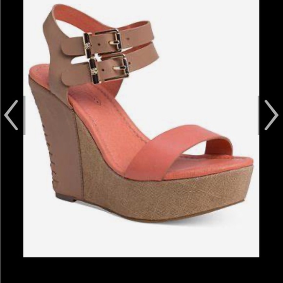 EUC Elliott Lucca Giulia Platform Wedge in Tangerine - Picture 1 of 16